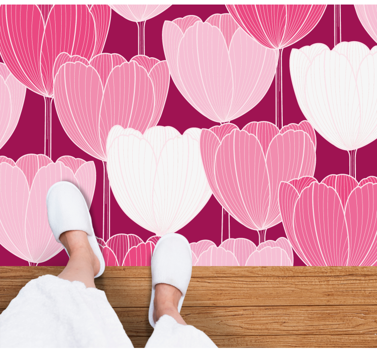 乙烯基花草地毯粉色郁金香元素 - TenStickers