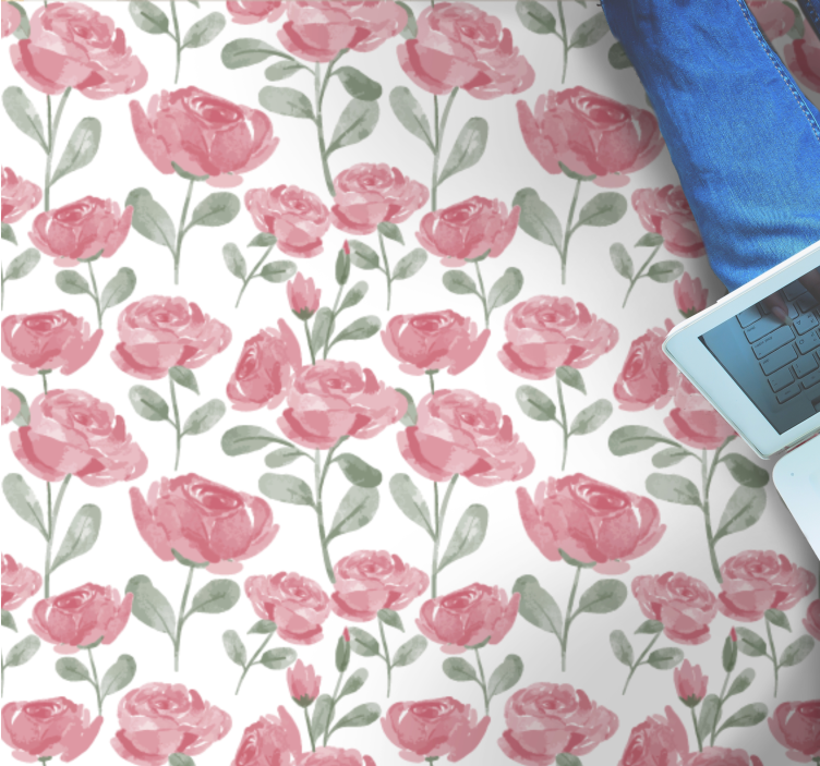 乙烯基花草地毯罂粟花植物图案 - TenStickers