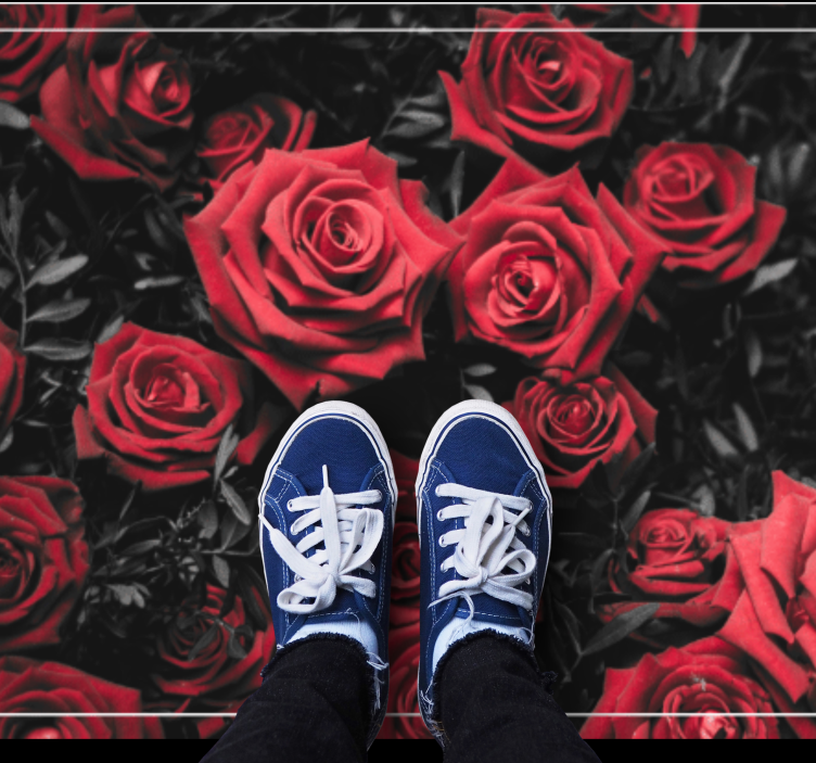 乙烯基花草地毯真实红玫瑰设计 - TenStickers