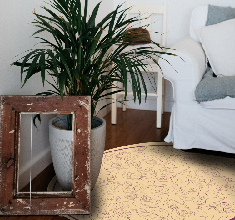 乙烯基花草地毯 玫瑰图案圆形 - TenStickers