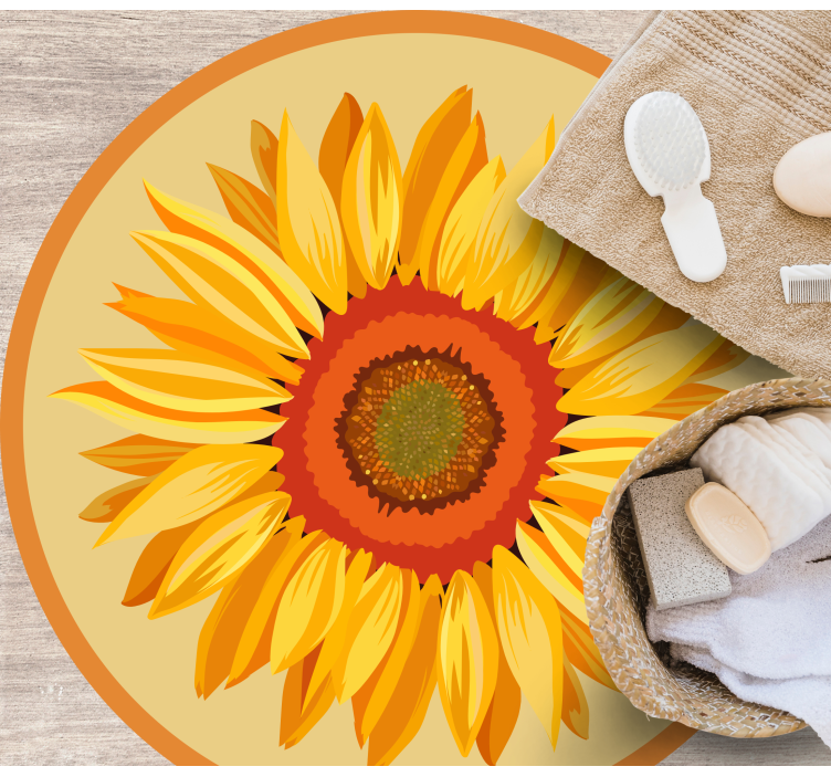 乙烯基花草地毯向日葵圆形款 - TenStickers