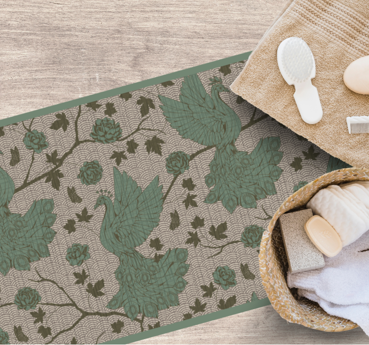 乙烯基花草地毯 绿色动物图案 - TenStickers