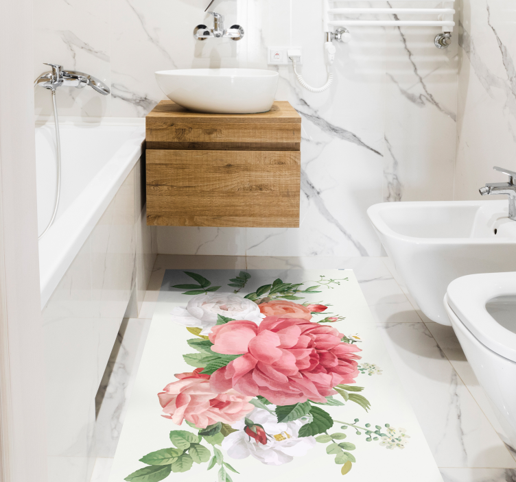 鲜花和玫瑰花卉乙烯基地毯 - TenStickers