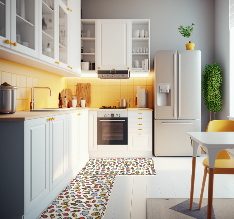 食物图标图案现代地毯 - TenStickers