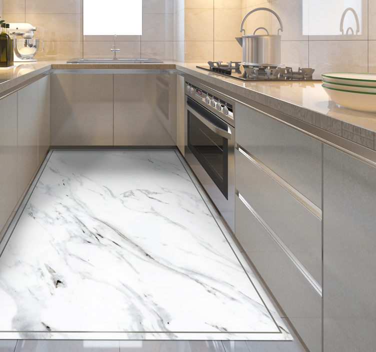 用于厨房大理石效果的现代地毯 - TenStickers