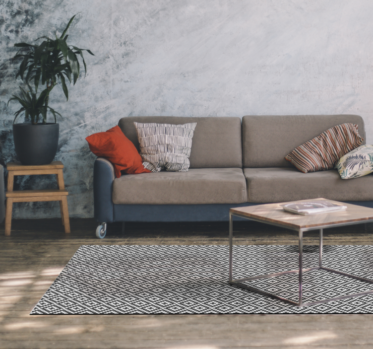 乙烯基地毯客厅 几何黑白设计 - TenStickers