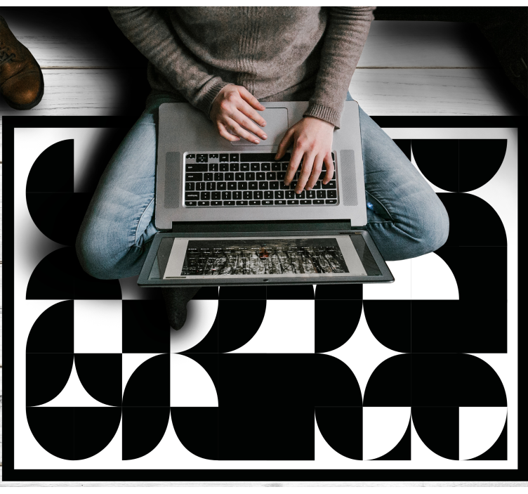 乙烯基地毯几何曲线黑色形状 - TenStickers