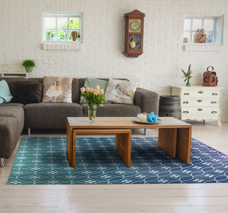 乙烯基地毯几何 几何蓝色叠加 - TenStickers