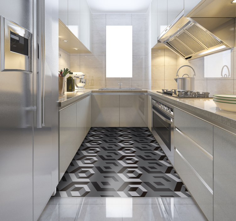 乙烯基地毯几何 几何厨房地板 - TenStickers