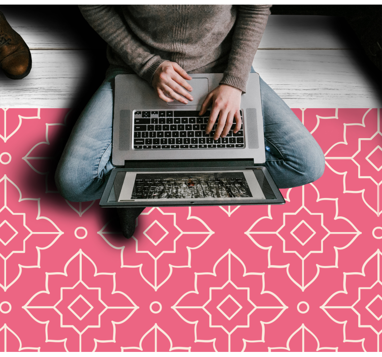 乙烯基地毯几何粉色格子图案 - TenStickers