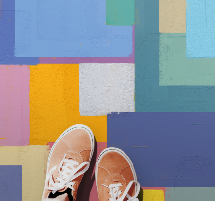 乙烯基地毯几何生动抽象立方体 - TenStickers