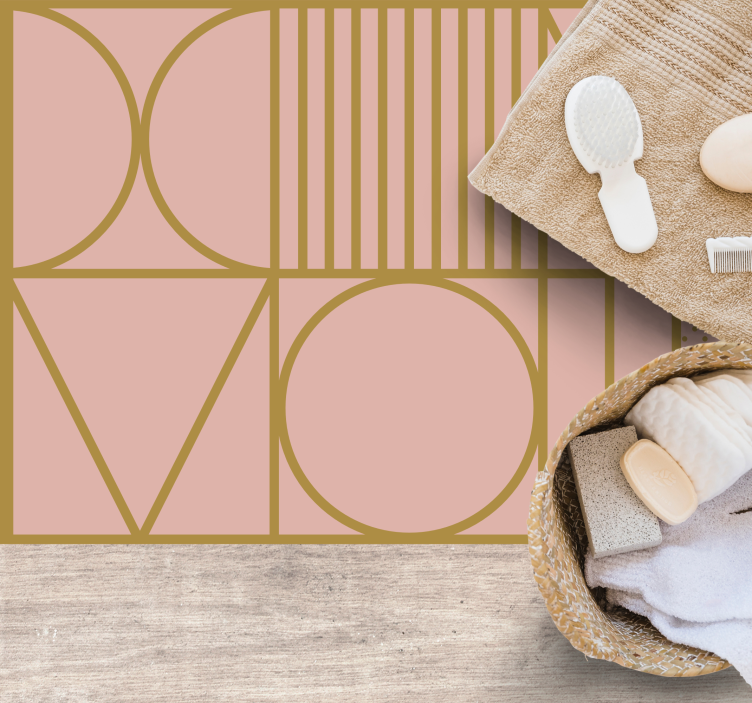 金色和粉色方块长方形地毯 - TenStickers