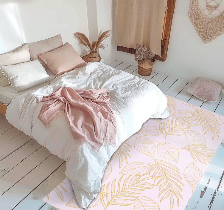 乙烯基花草地毯 金叶图案覆盖 - TenStickers