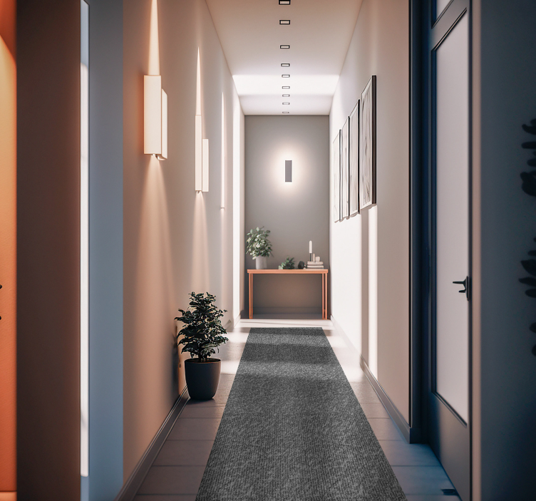 灰色单色织物现代走廊地毯 - TenStickers