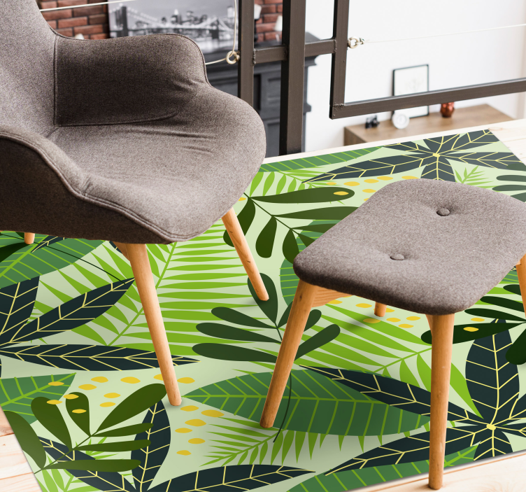 绿叶花卉地毯设计 - TenStickers