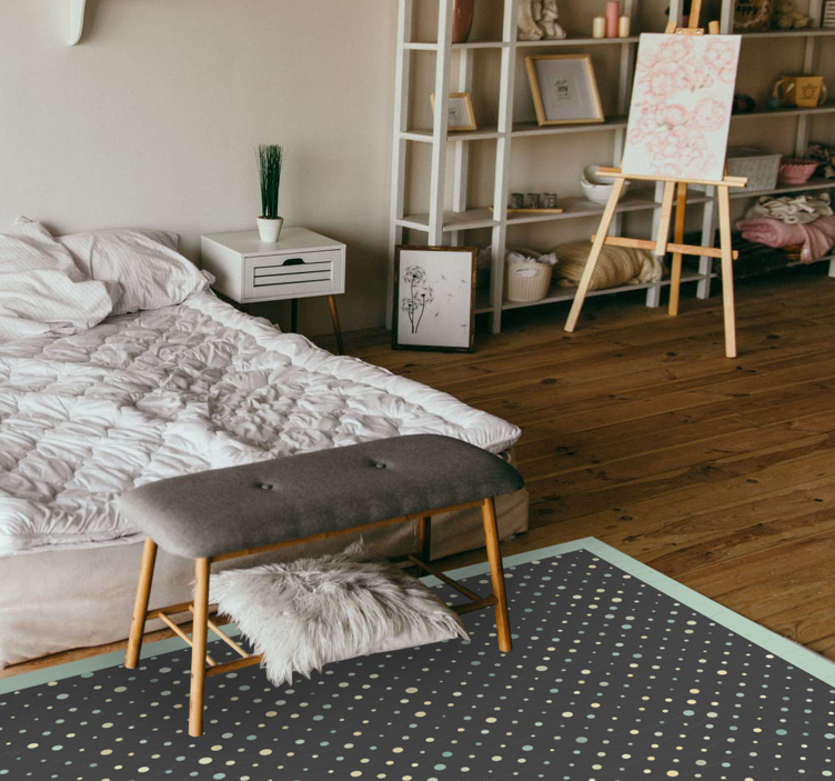 灰色和蓝色的圆点几何乙烯基地毯 - TenStickers