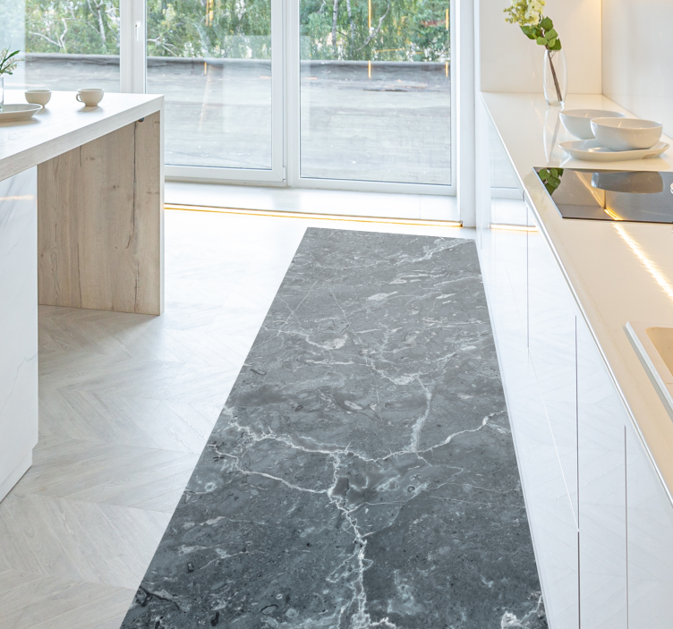 灰色大理石厨房乙烯基地毯 - TenStickers