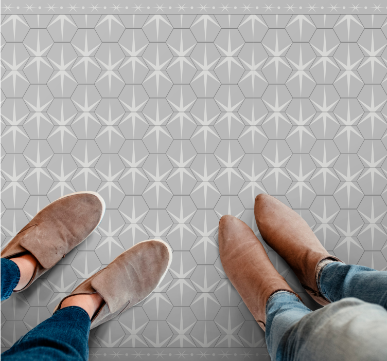 乙烯基地毯灰色六角星图案 - TenStickers