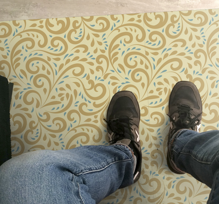 手绘复古花卉图案复古地毯 - TenStickers