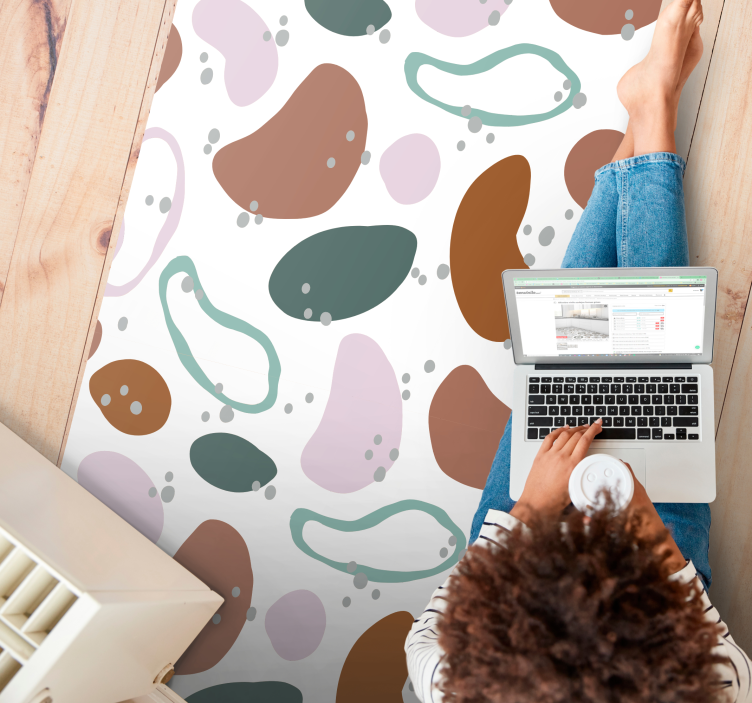 不规则抽象形状图案最小地毯 - TenStickers