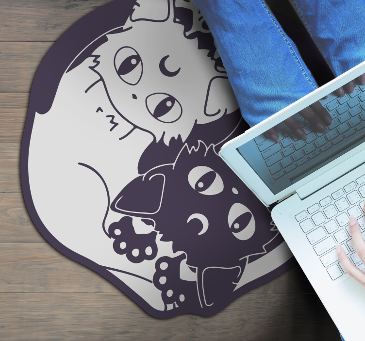 乙烯基地毯 儿童 顽皮的猫二人组 - TenStickers