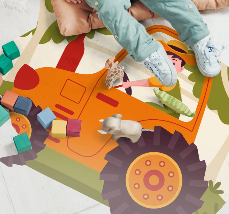 乙烯基地毯 儿童 有趣的拖拉机意象 - TenStickers