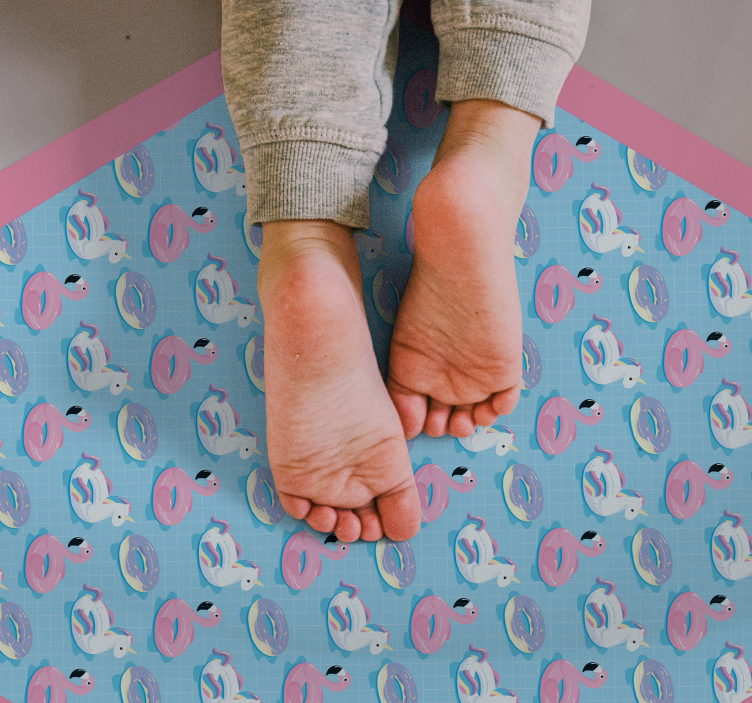 乙烯基地毯 儿童 俏皮的独角兽六边形 - TenStickers