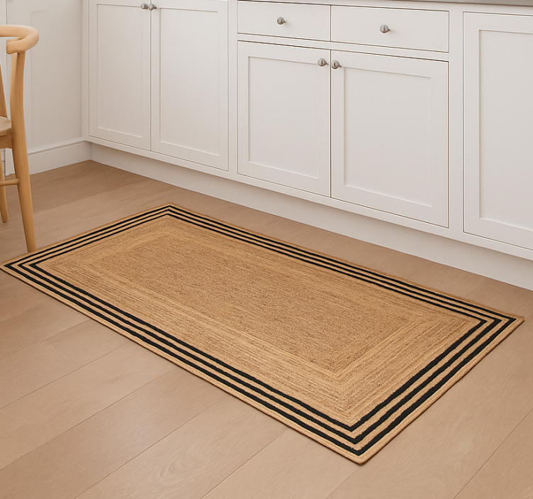 乙烯基厨房地毯具有自然黄麻纹理 - TenStickers