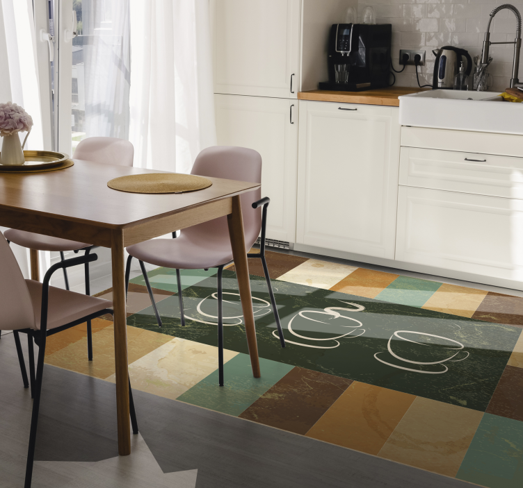 乙烯基厨房地毯 热气腾腾的咖啡杯 - TenStickers