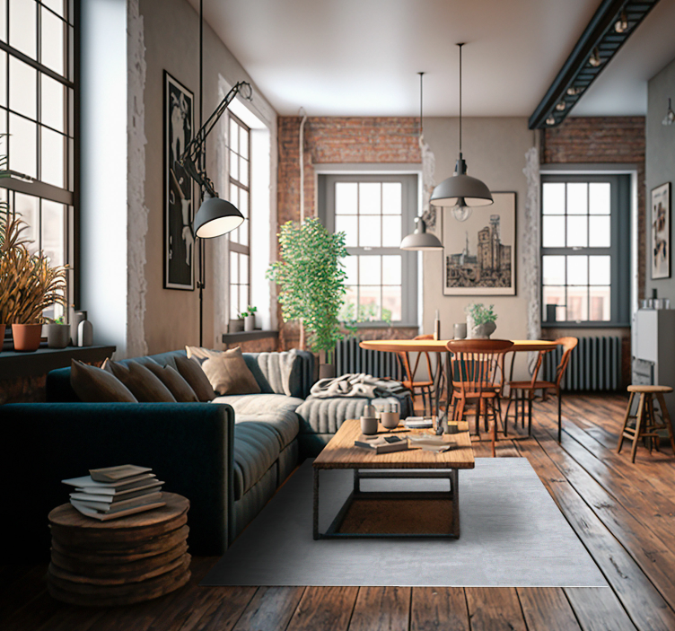 乙烯基地毯客厅 淡灰色混凝土 - TenStickers