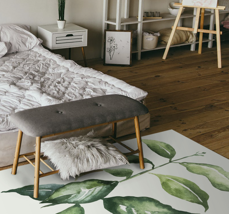 石灰棕榈叶碎花地毯 - TenStickers