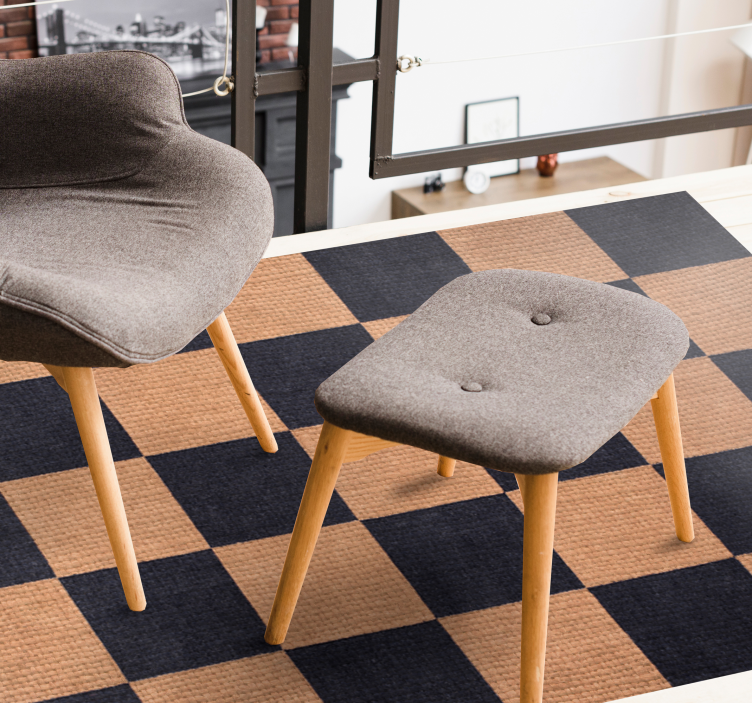 乙烯基地毯客厅棕色格子款式 - TenStickers