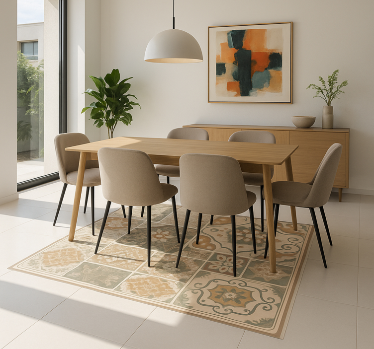 乙烯基地毯客厅 各种尺寸的水泥砖 - TenStickers