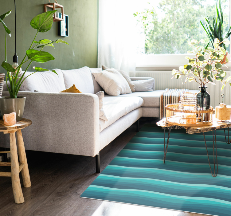 乙烯基地毯客厅宁静蓝色波浪 - TenStickers