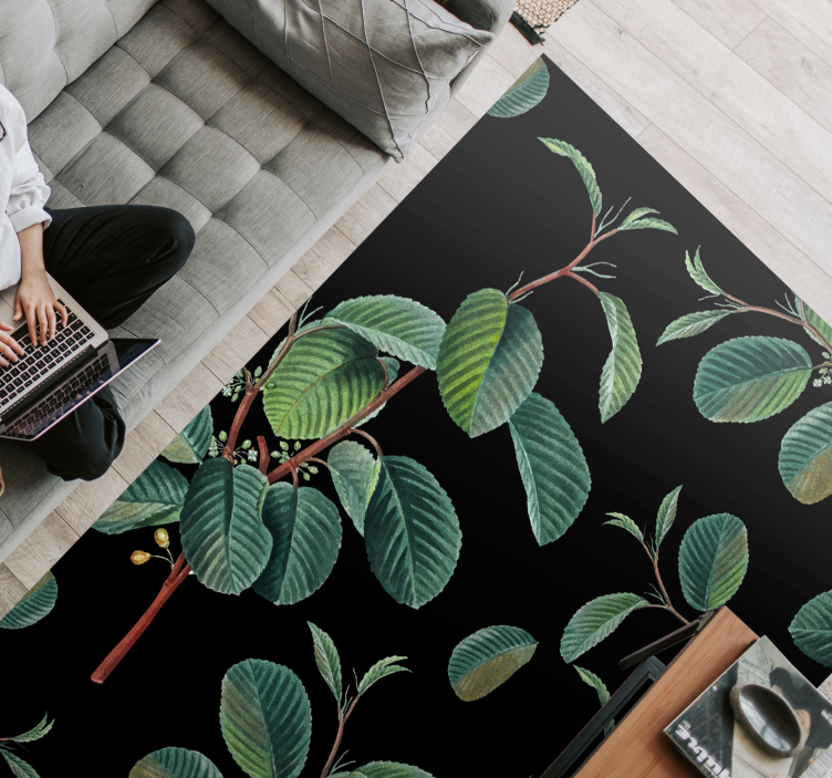 乙烯基地毯客厅生机勃勃的叶子图案 - TenStickers