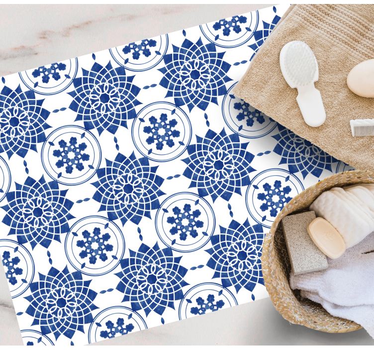 乙烯基地毯呈现精致蓝色图案 - TenStickers