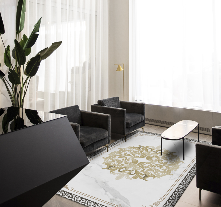 大理石乙烯基地毯优雅金色花纹 - TenStickers