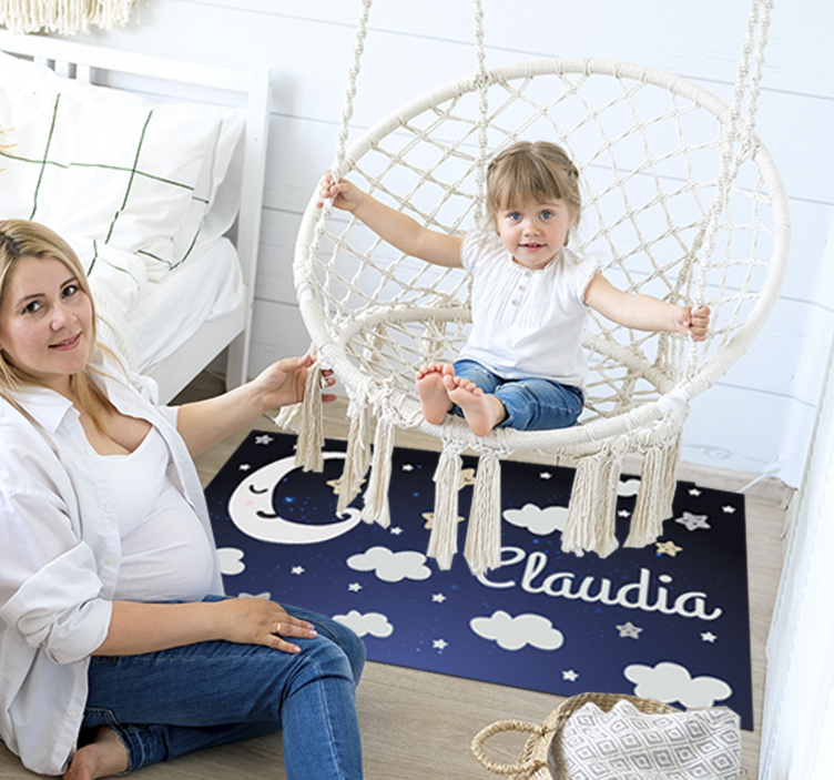 神话般的月亮和星星婴儿乙烯基地毯 - TenStickers