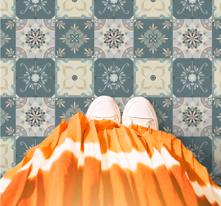 乙烯基地毯镶嵌马赛克花卉图案 - TenStickers