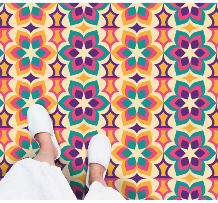 乙烯基地毯镶嵌生动花卉图案 - TenStickers