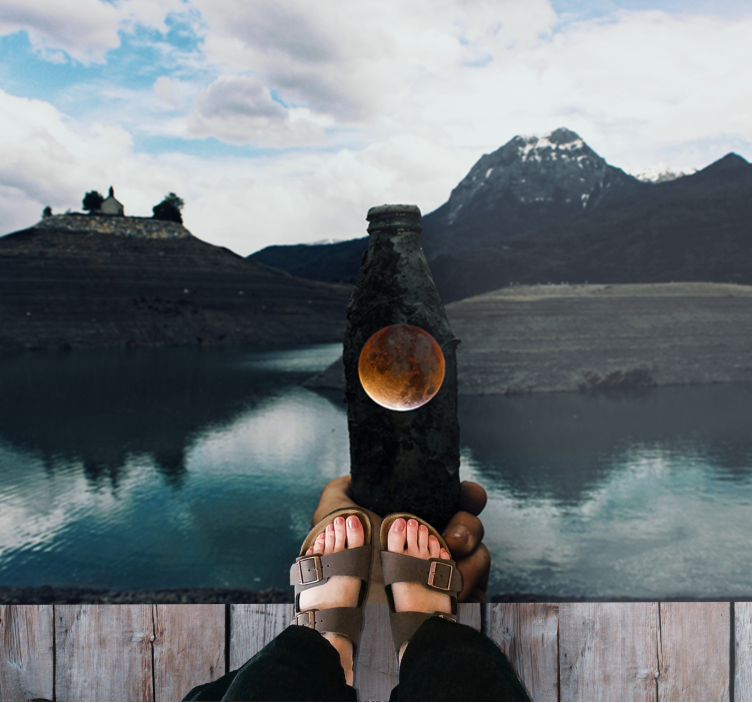 天然乙烯基地毯瓶子月亮视角 - TenStickers