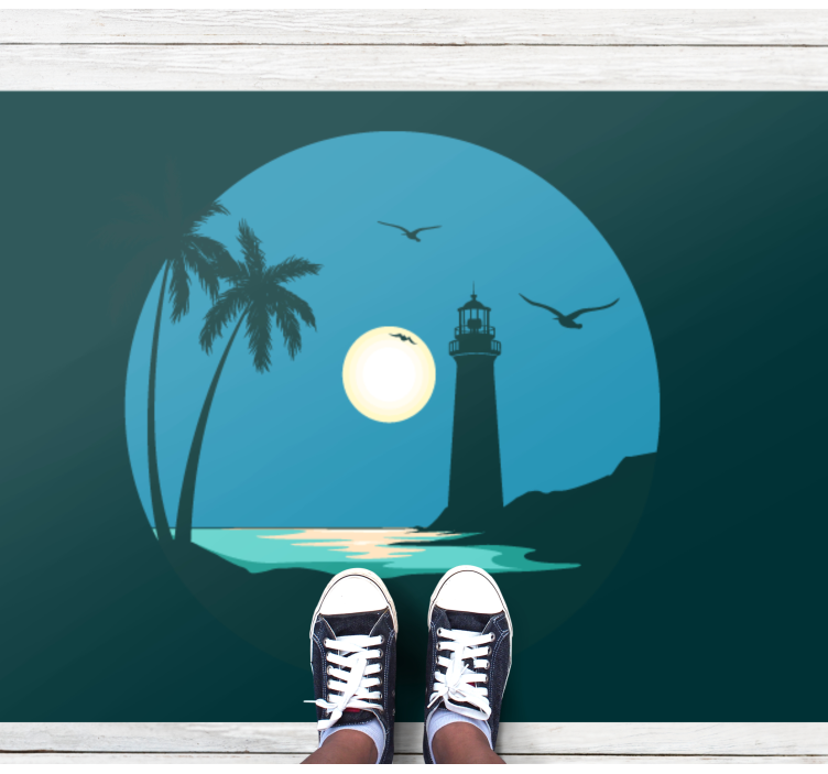 天然乙烯基地毯海岸灯塔场景 - TenStickers