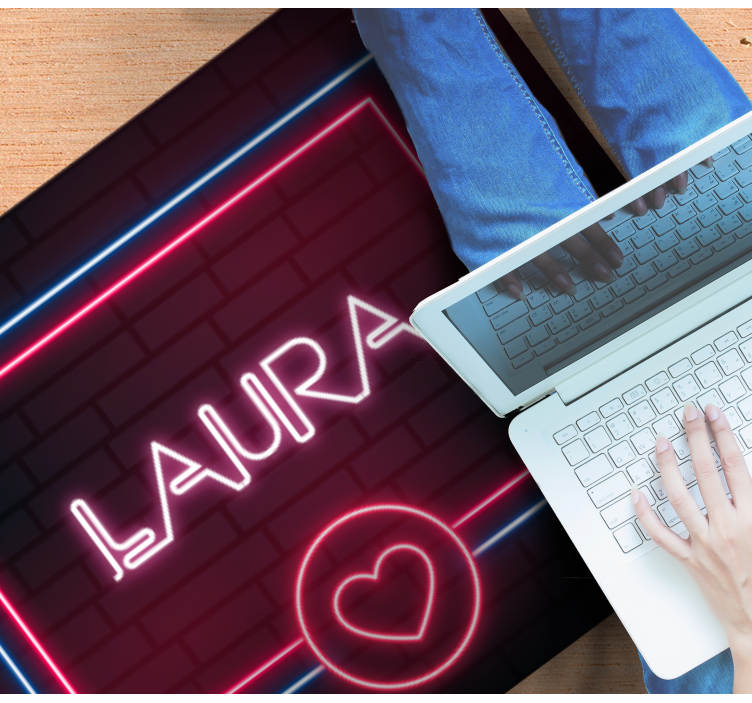 带有心形现代地毯的霓虹灯盒 - TenStickers