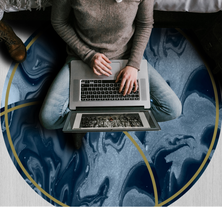 北欧抽象蓝色设计北欧地毯 - TenStickers