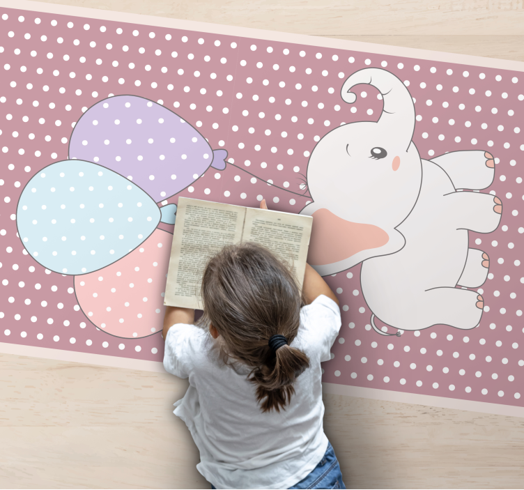 乙烯基地毯托儿所 大象玩气球 - TenStickers