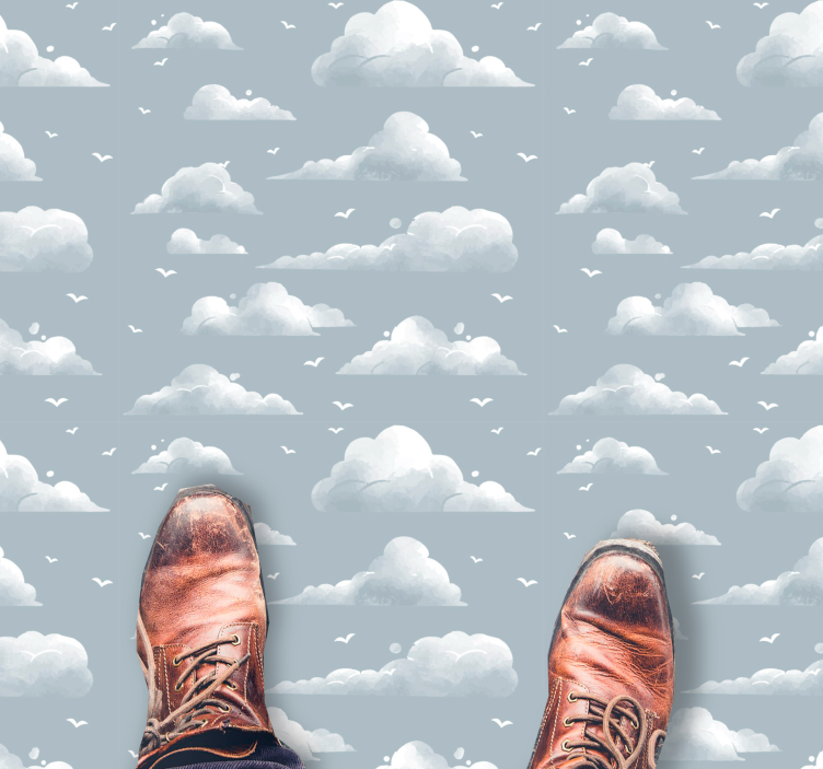 乙烯基地毯托儿所云朵天空图案 - TenStickers