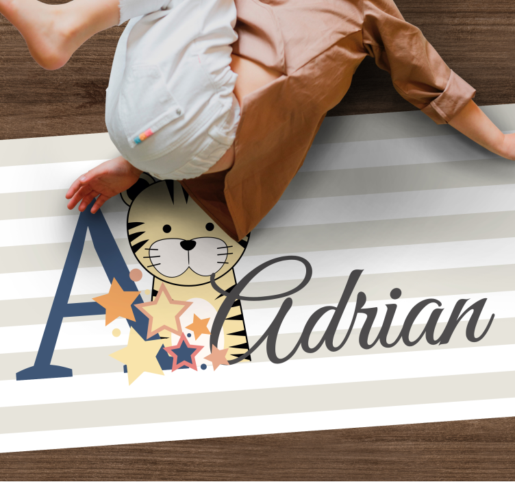 乙烯基地毯托儿所条纹小老虎带名字 - TenStickers