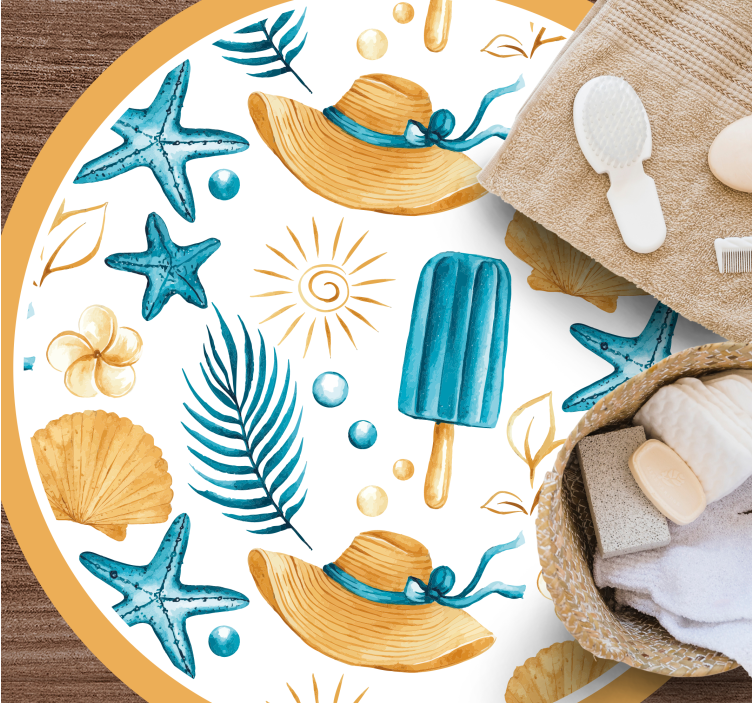 流行冰淇淋和帽子现代地毯 - TenStickers