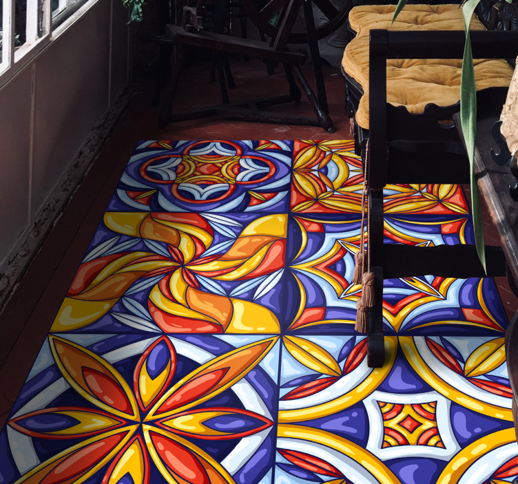 葡萄牙瓷砖风格乙烯基大厅地毯 - TenStickers