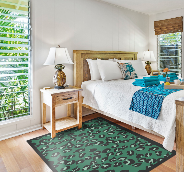 鼠尾草绿色豹纹动物印花乙烯基地毯 - TenStickers